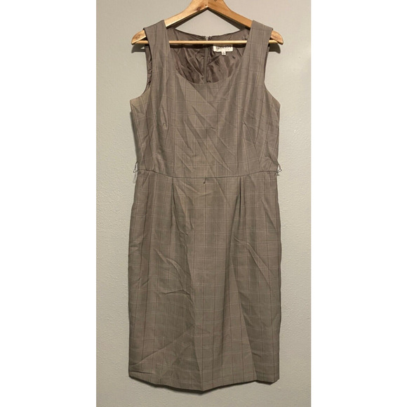Vintage Studio I Women Sheath Dress Size 12 Gray Plaid Academia Old Money Career - Picture 1 of 9